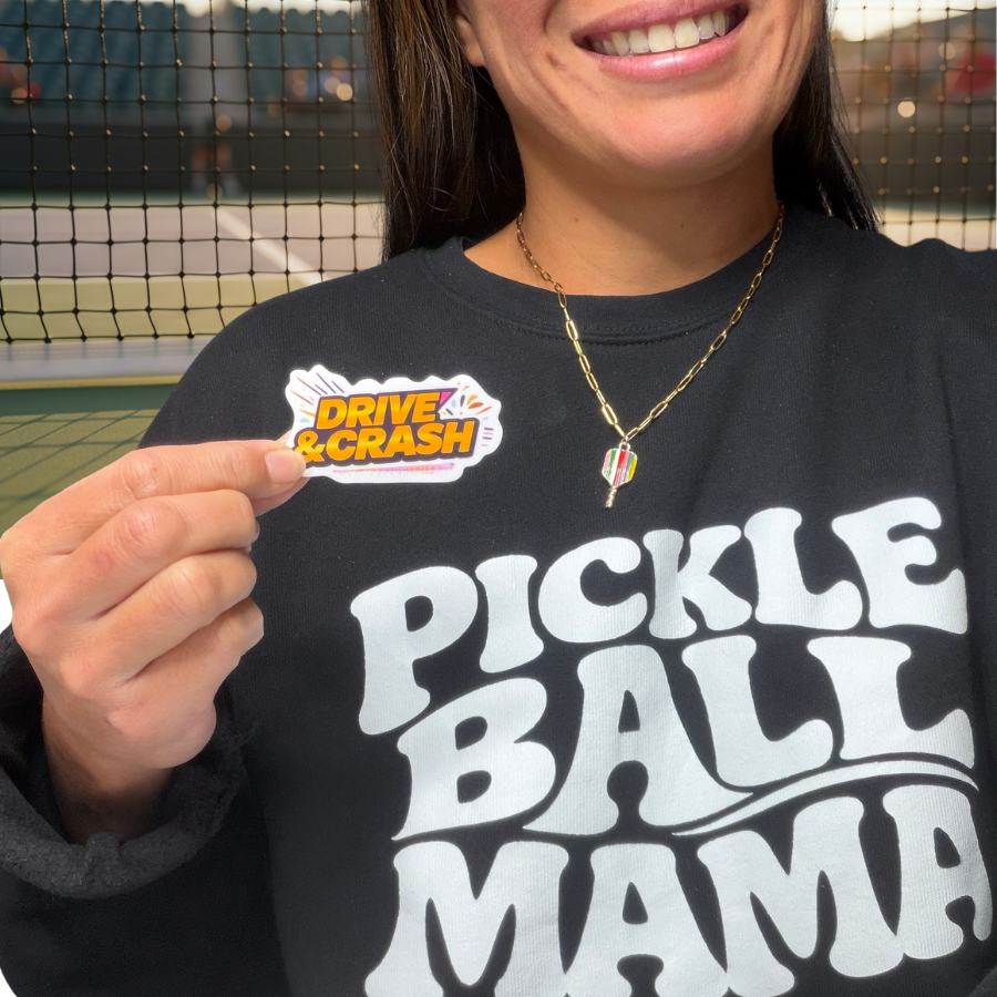 Drive & Crash Pickleball Sticker